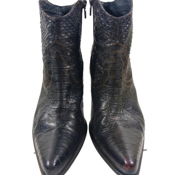 FS2127 GUC $369 Donna Piu Snake Embossed Boots size 37 US 7 - Picture 4 of 11